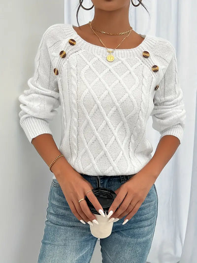 Marlene | Casual Sweater with Button Placket at the Front