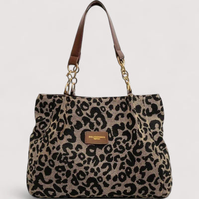 ARIELLE | Leopard Print Canvas Shopper Bag for Women