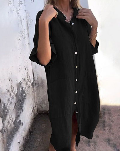 SOPHIA | Ibiza Style Casual Shirt Dress Knee Length