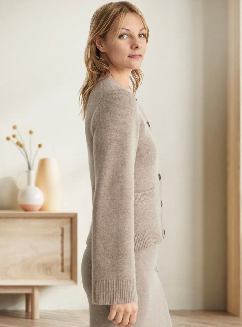 Alice Soft Button Cardigan with Buttons and Pattern
