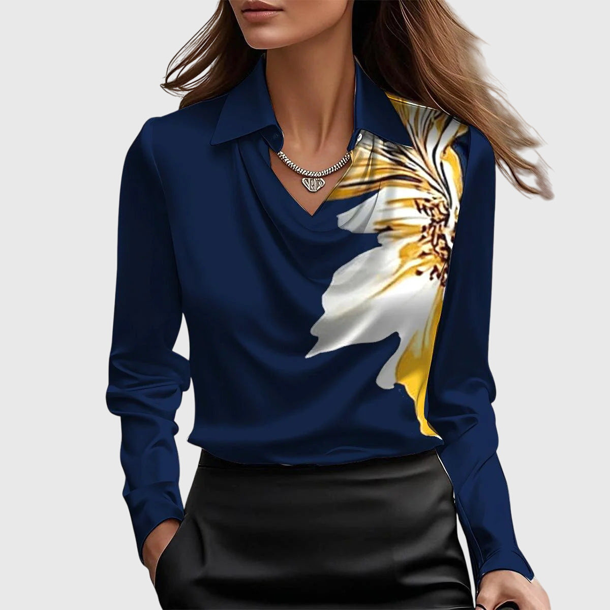 ELARA | Luxurious Blouse with Pleated Neckline