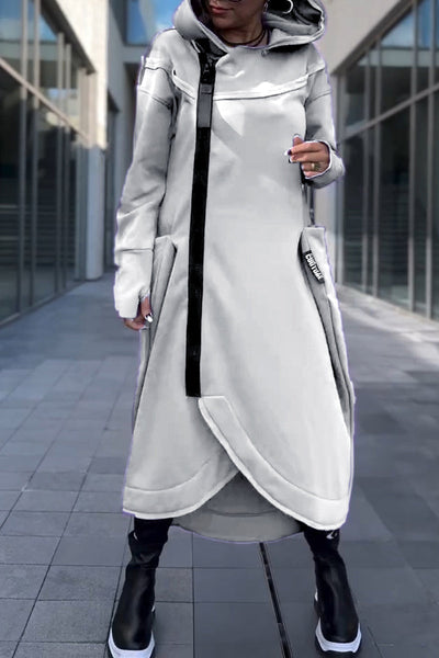 Isolde | Hooded Dress with Long Sleeves & Asymmetric Hem