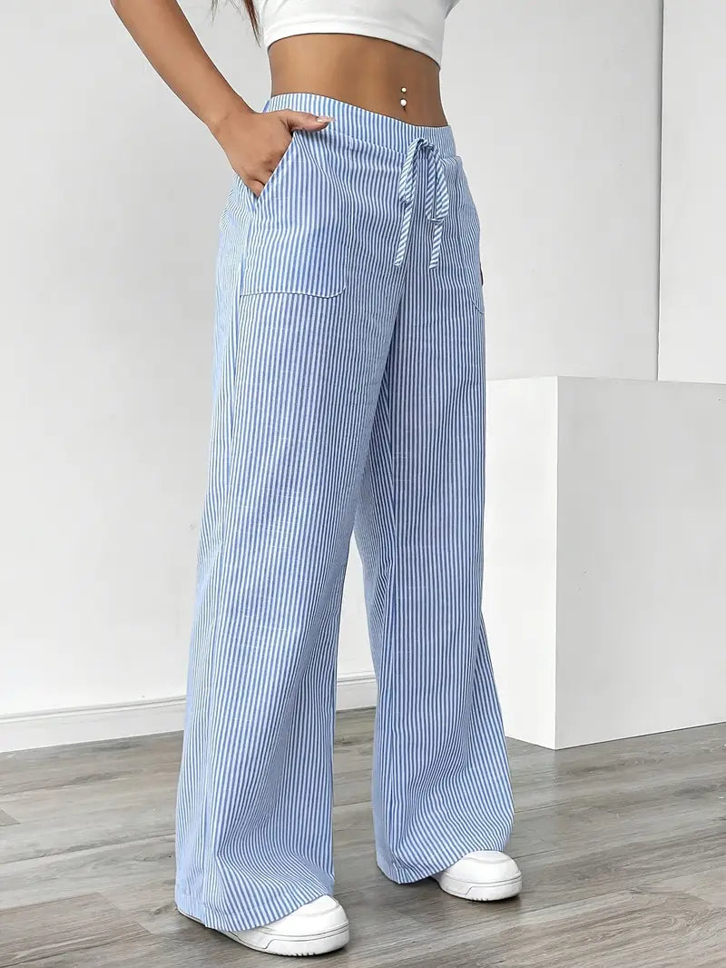 CELESTE | Elegant Striped Pants with Functional Pockets