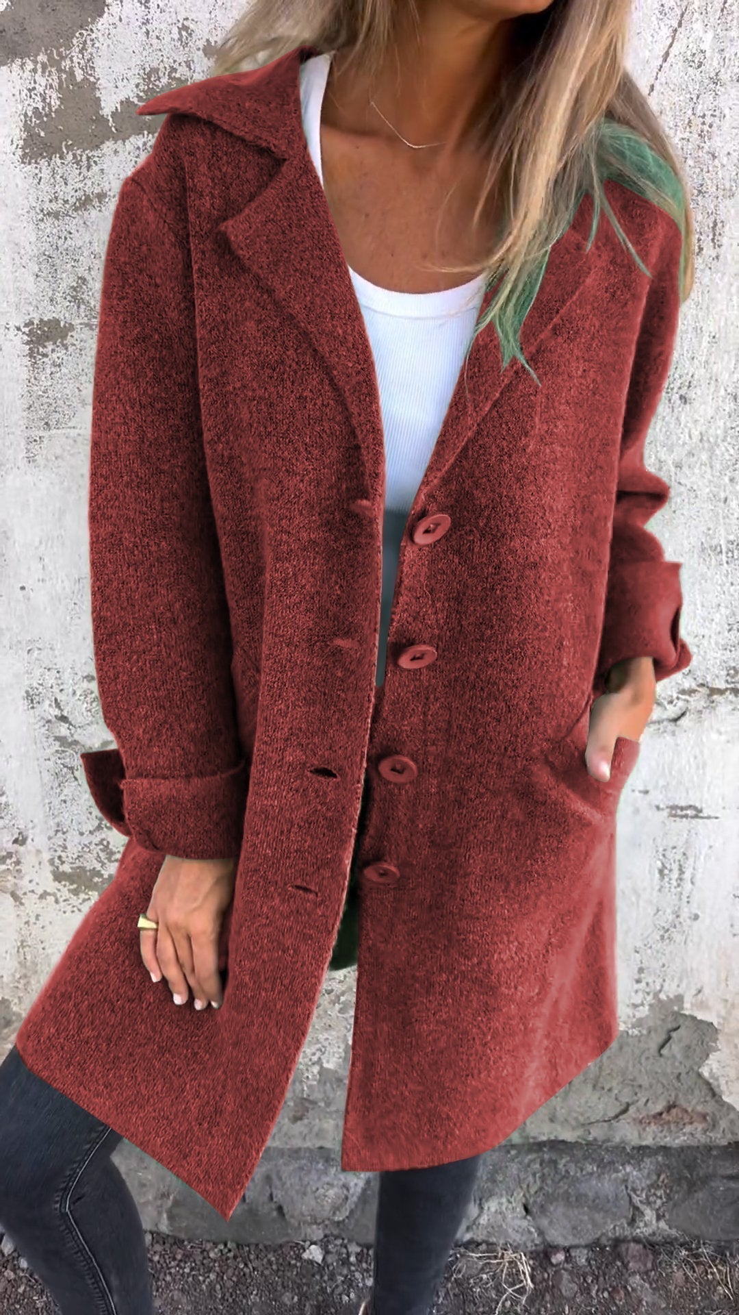 Ivanka | Long Coat with Cuffs in Casual Look