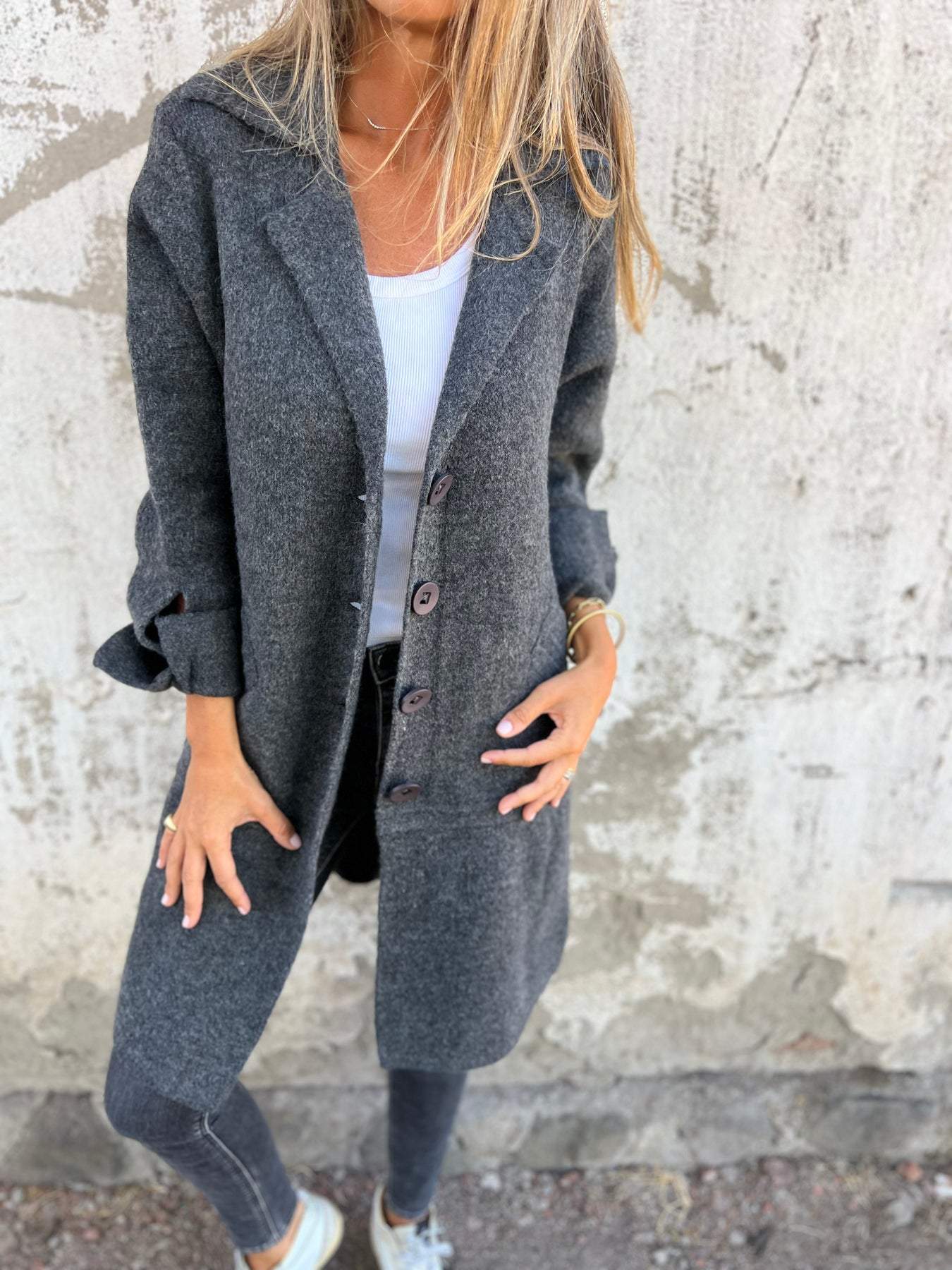 Ivanka | Long Coat with Cuffs in Casual Look