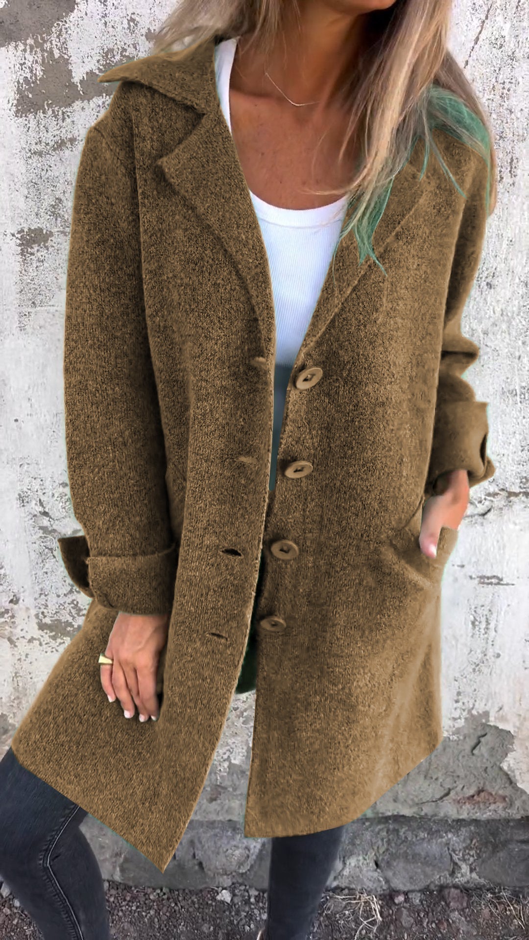 Ivanka | Long Coat with Cuffs in Casual Look