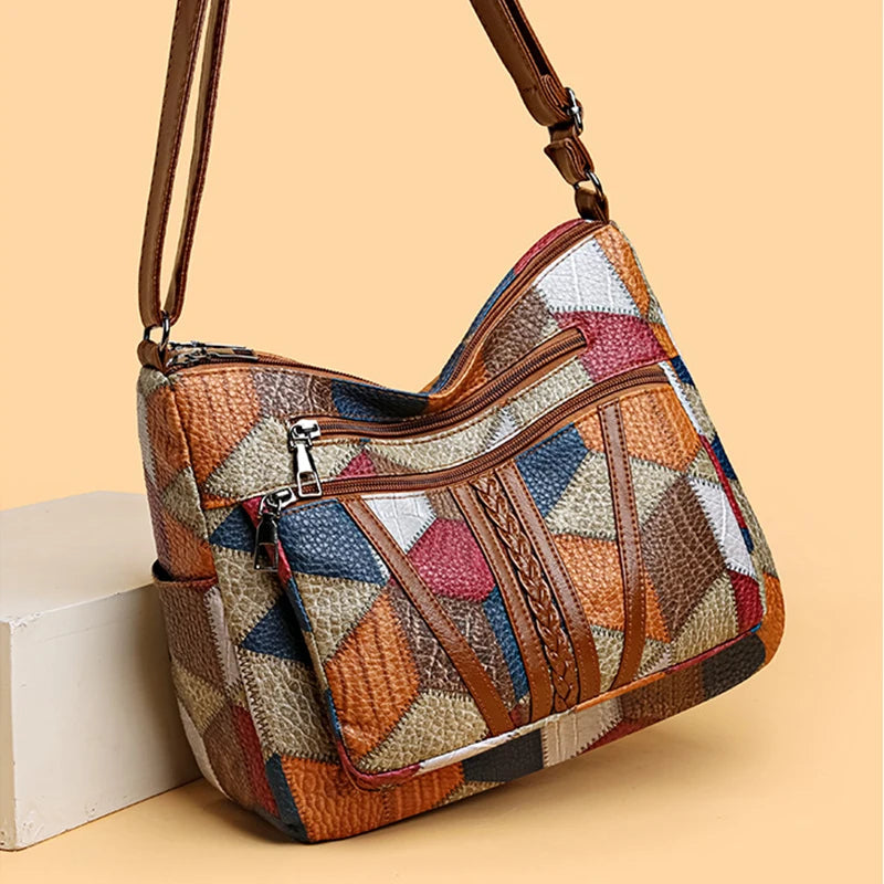 CELINA | Patchwork Bag in Vegan Leather