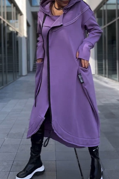Isolde | Hooded Dress with Long Sleeves & Asymmetric Hem