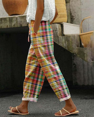 Lexi | Vintage Check Trousers with Relaxed Fit