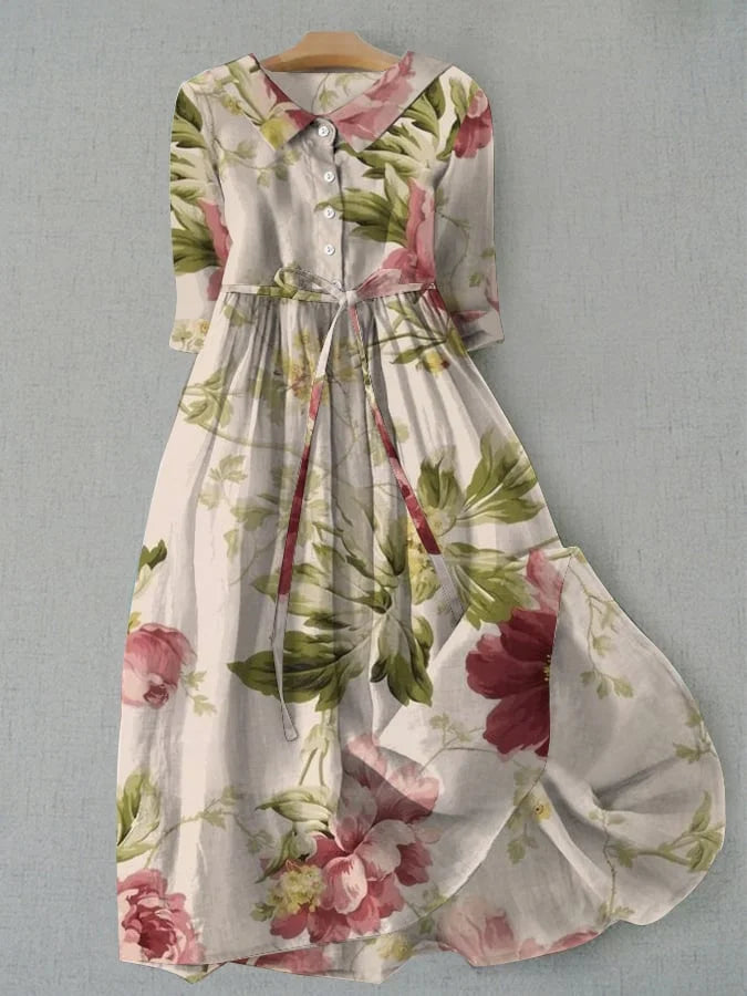 Maya | Stylish Floral Dress in Vintage Look with Belt