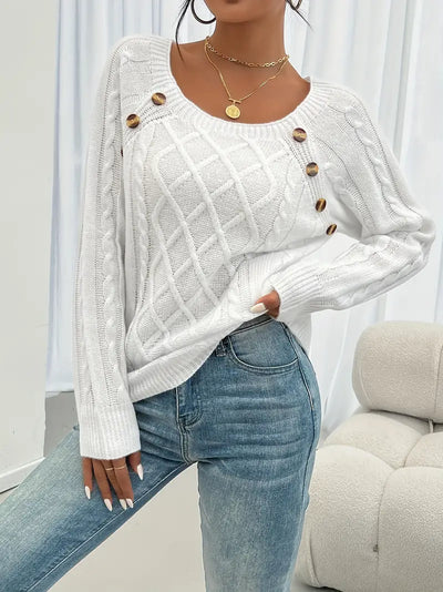 Marlene | Casual Sweater with Button Placket at the Front