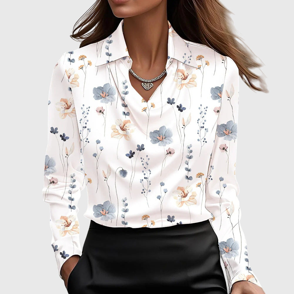 ELARA | Luxurious Blouse with Pleated Neckline