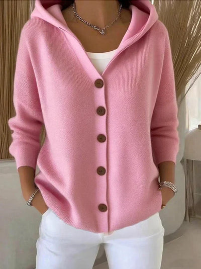 ELARA | Trendy Hooded Knit Cardigan in Modern Style