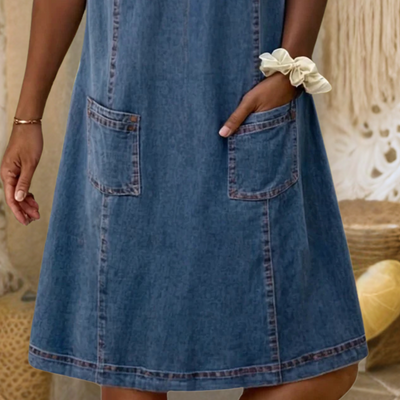 Theresa | Elegant Denim Blue Dress in Chic Style