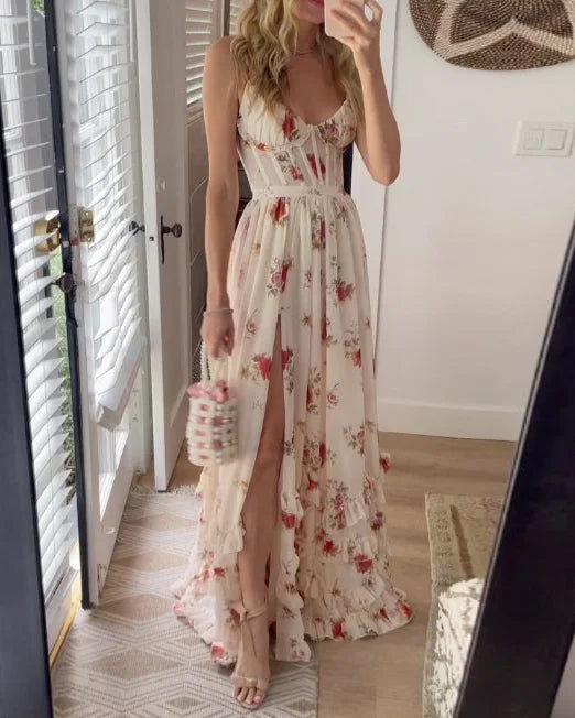 CLARA | Midi Dress with Elegant Floral Pattern