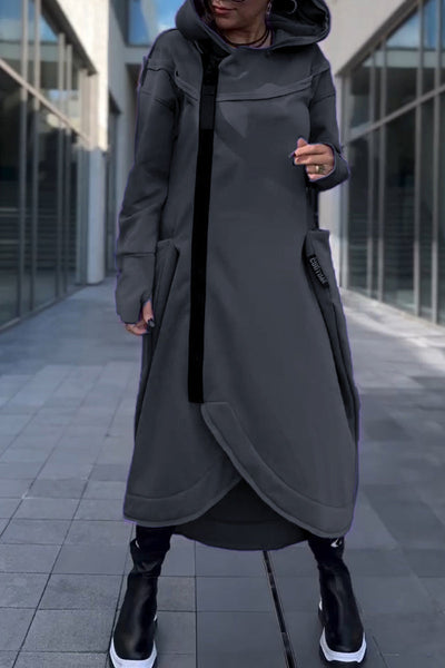 Isolde | Hooded Dress with Long Sleeves & Asymmetric Hem