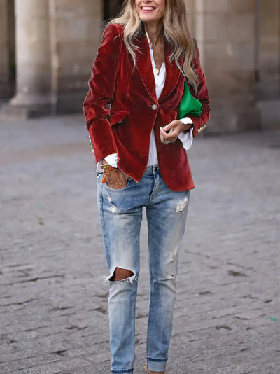 Bella | Soft and Elegant Velvet Blazer for Women