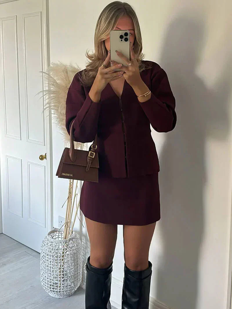 Maya | Trendy Women’s Knit Set with Fine Rib Detail