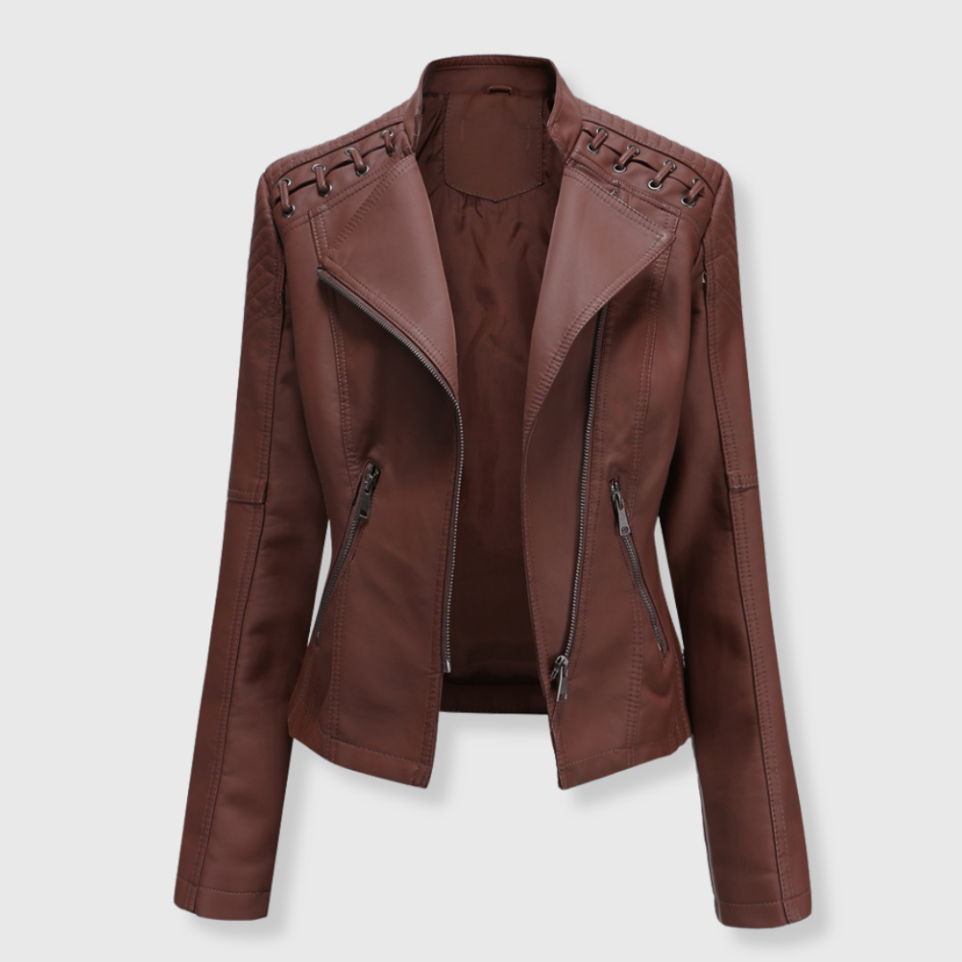 Elena | Stylish Short Biker Leather Jacket for Women