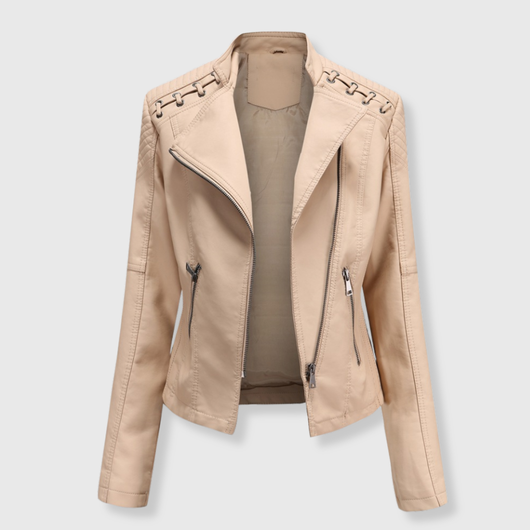 Elena | Stylish Short Biker Leather Jacket for Women