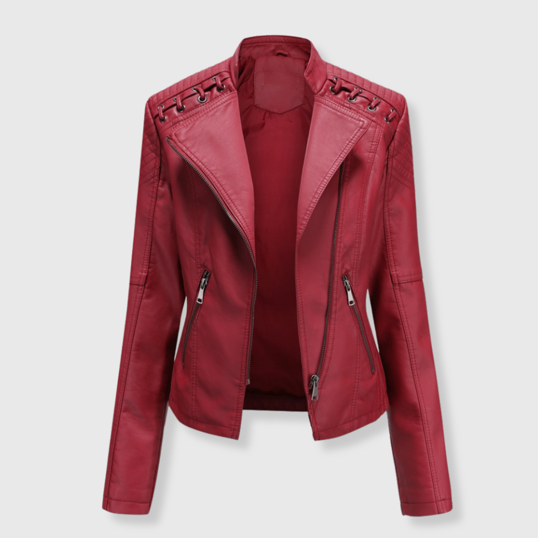 Elena | Stylish Short Biker Leather Jacket for Women