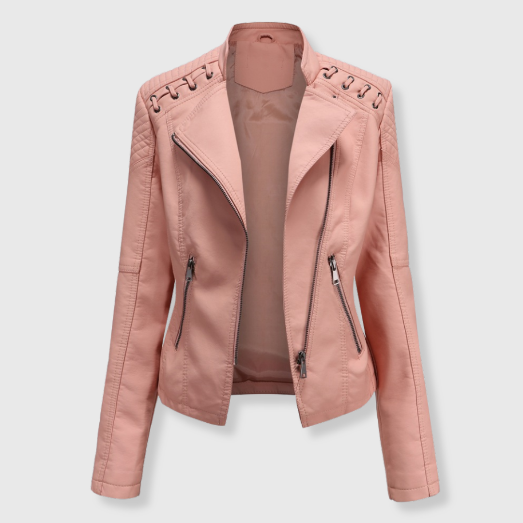 Elena | Stylish Short Biker Leather Jacket for Women