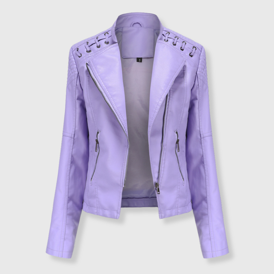 Elena | Stylish Short Biker Leather Jacket for Women