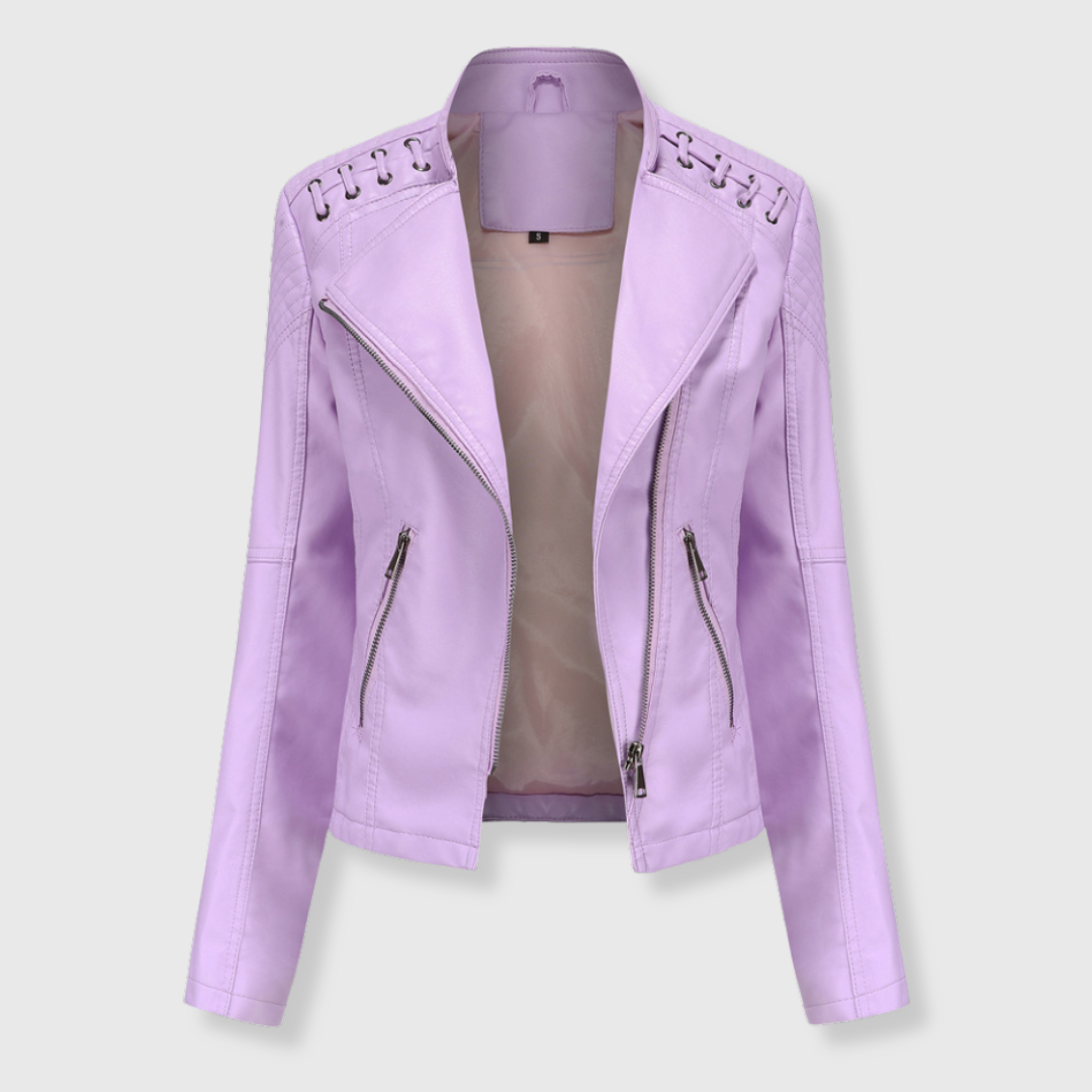 Elena | Stylish Short Biker Leather Jacket for Women