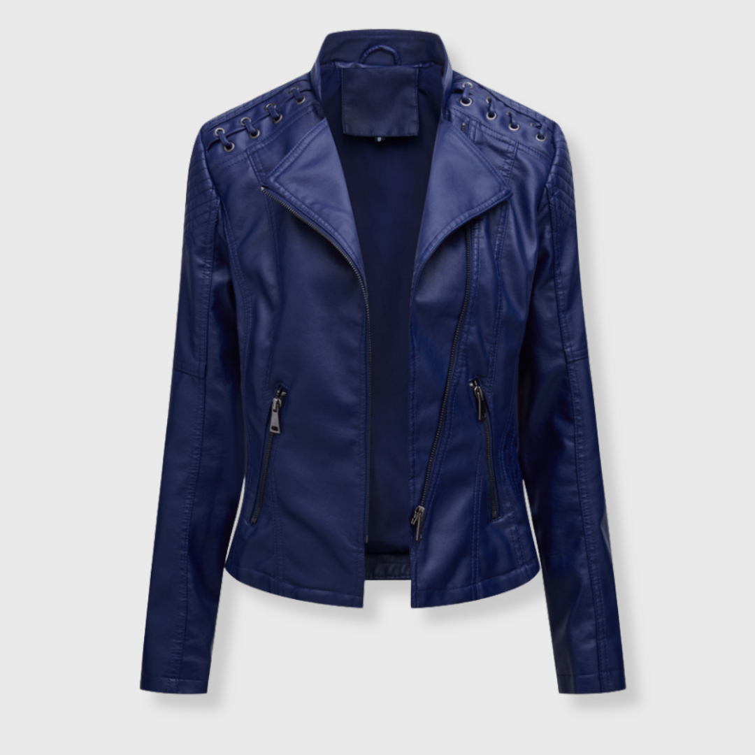 Elena | Stylish Short Biker Leather Jacket for Women