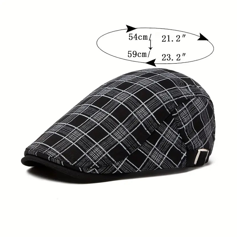 THÉO | Adjustable Vintage Beret with Checkered Pattern
