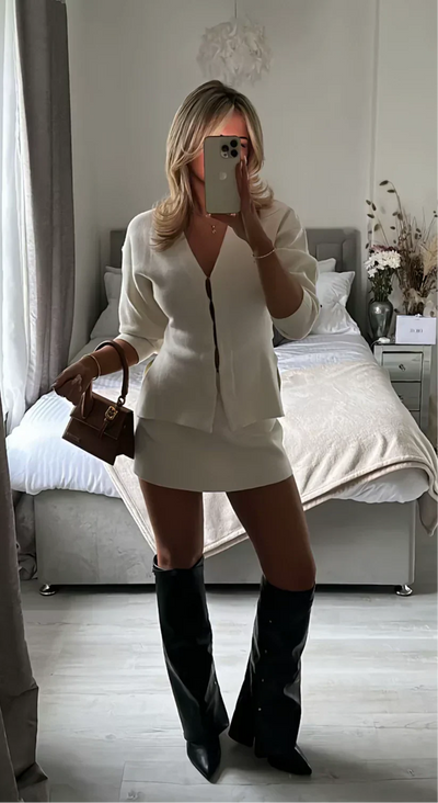 Maya | Trendy Women’s Knit Set with Fine Rib Detail