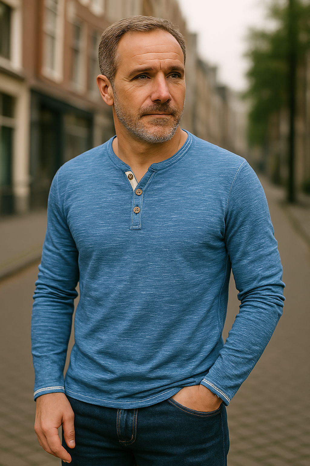 Ethan | Men’s Long Sleeve V-Neck Shirt