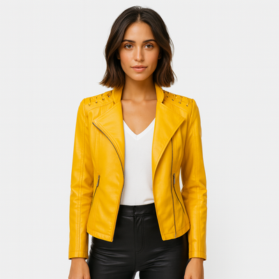 Elena | Stylish Short Biker Leather Jacket for Women