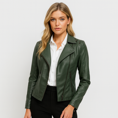 Elena | Stylish Short Biker Leather Jacket for Women