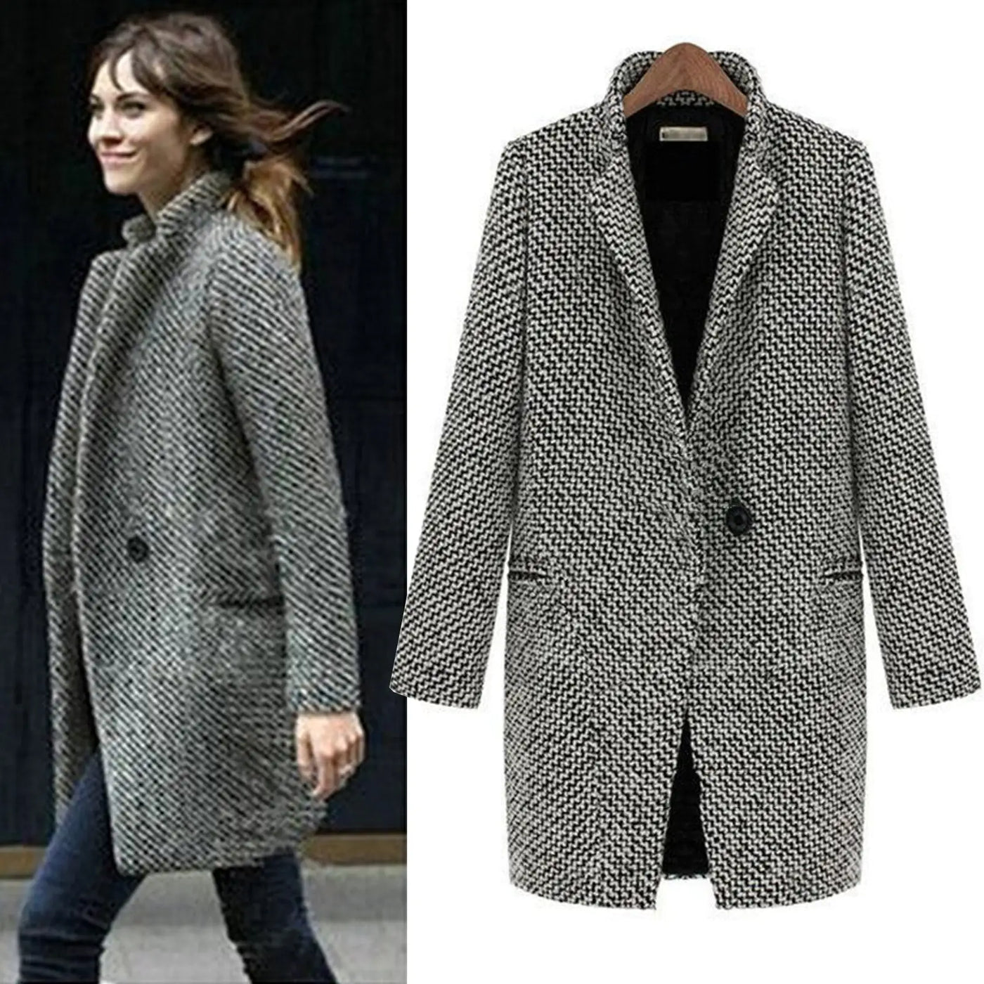 Vanessa | Elegant Long Jacket in Midi Cut