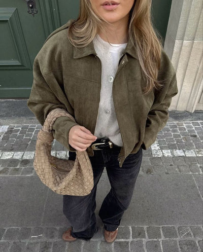 Nora | Stylish Women’s Suede Jacket in Aviator Style