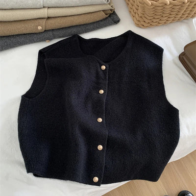 Elegant Women's Vest in Knit Design with Buttons