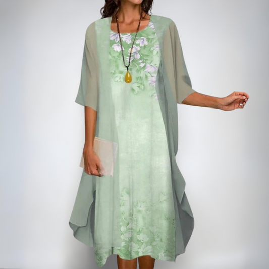 Irena | Elegant blomster sæt – kjole & cardigan