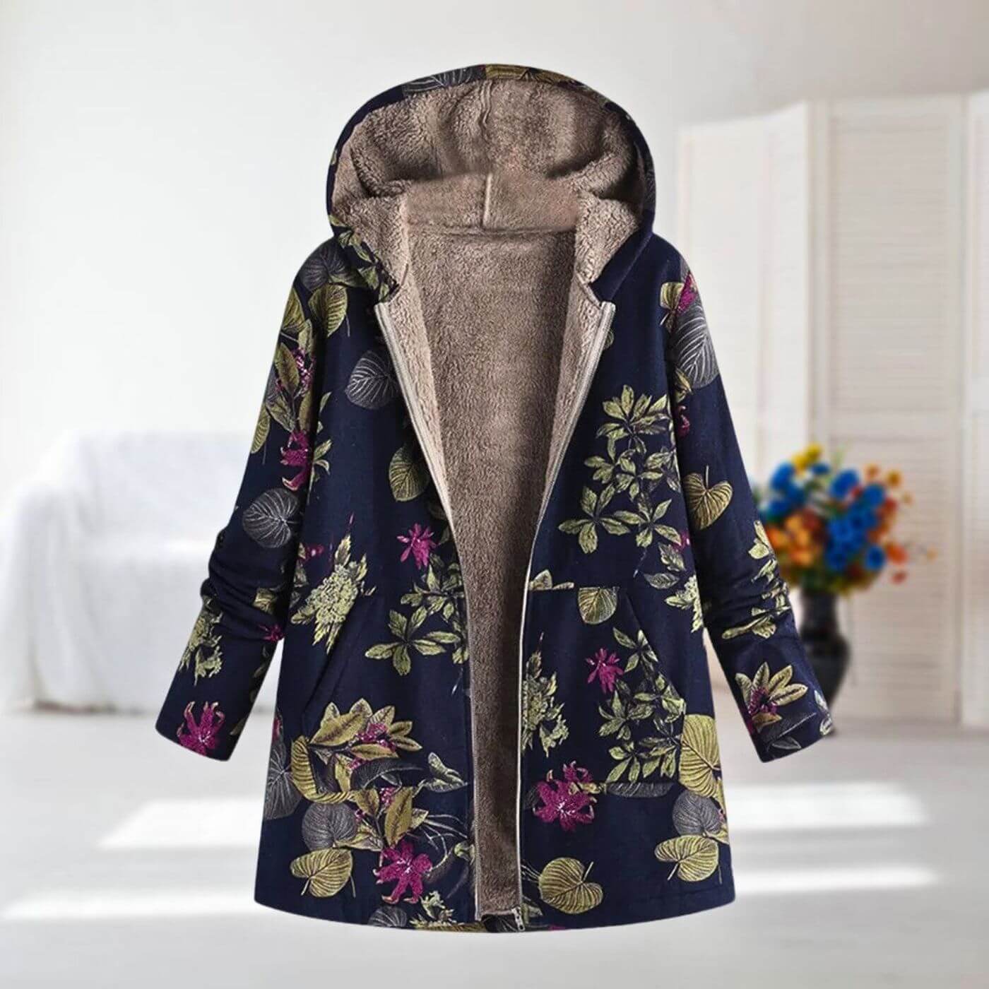 Isabelle | Floral Winter Coat with Fleece Lining
