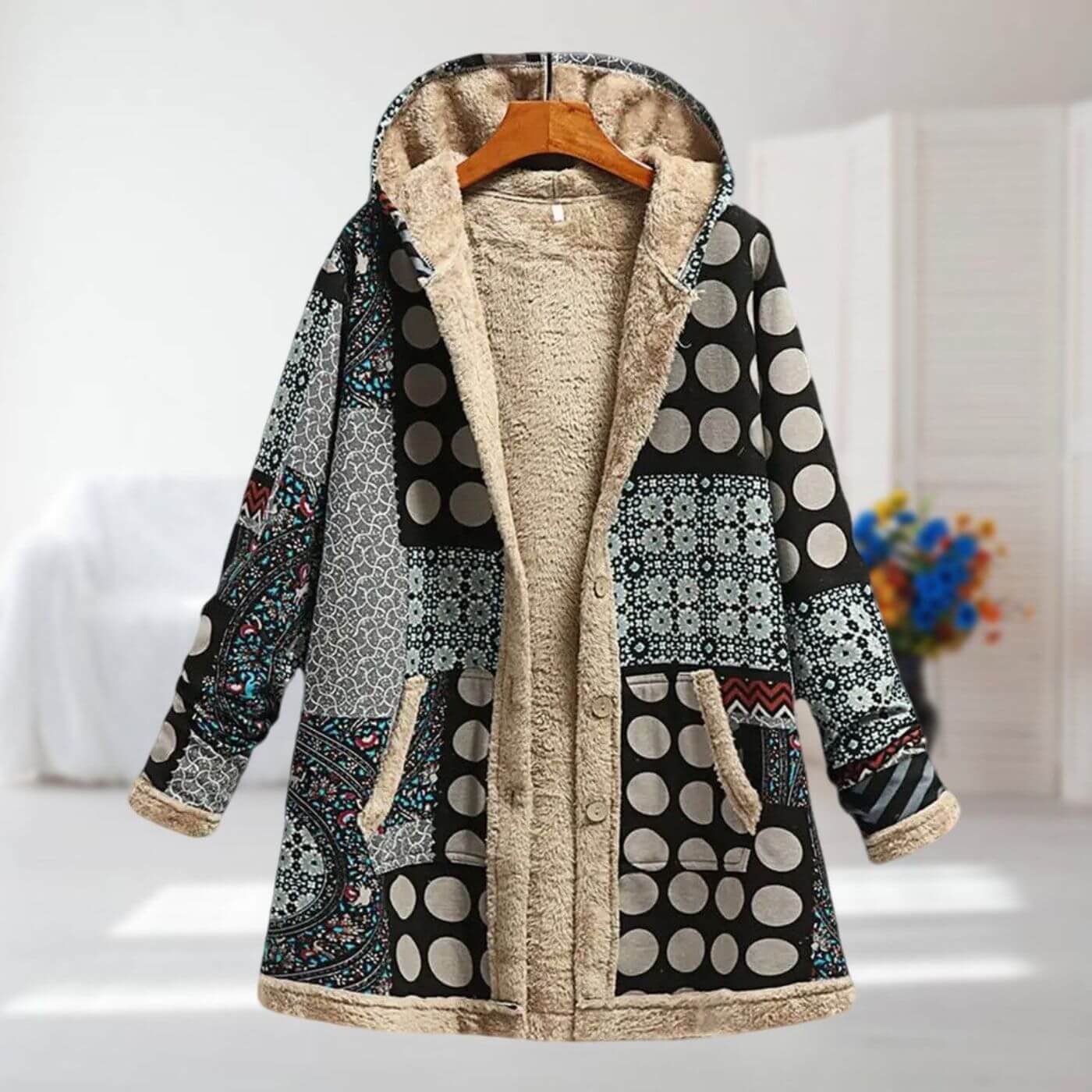 Isabelle | Floral Winter Coat with Fleece Lining