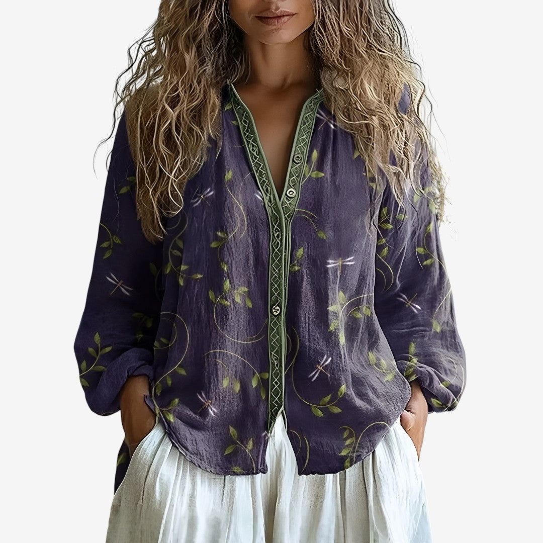 Nina | Elegant Women’s Blouse with Leaf Print