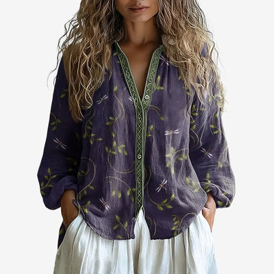Nina | Elegant Women’s Blouse with Leaf Print