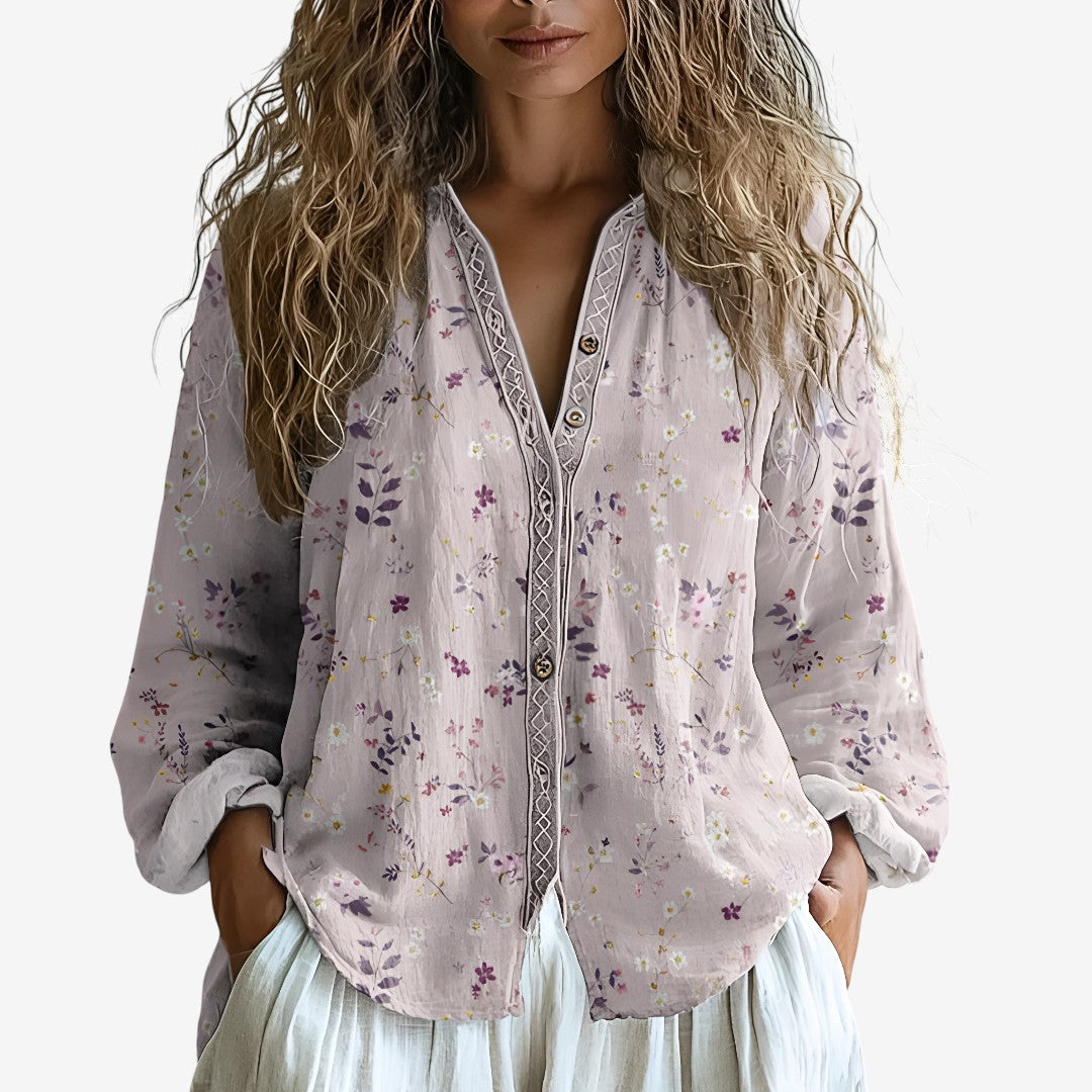 Nina | Elegant Women’s Blouse with Leaf Print