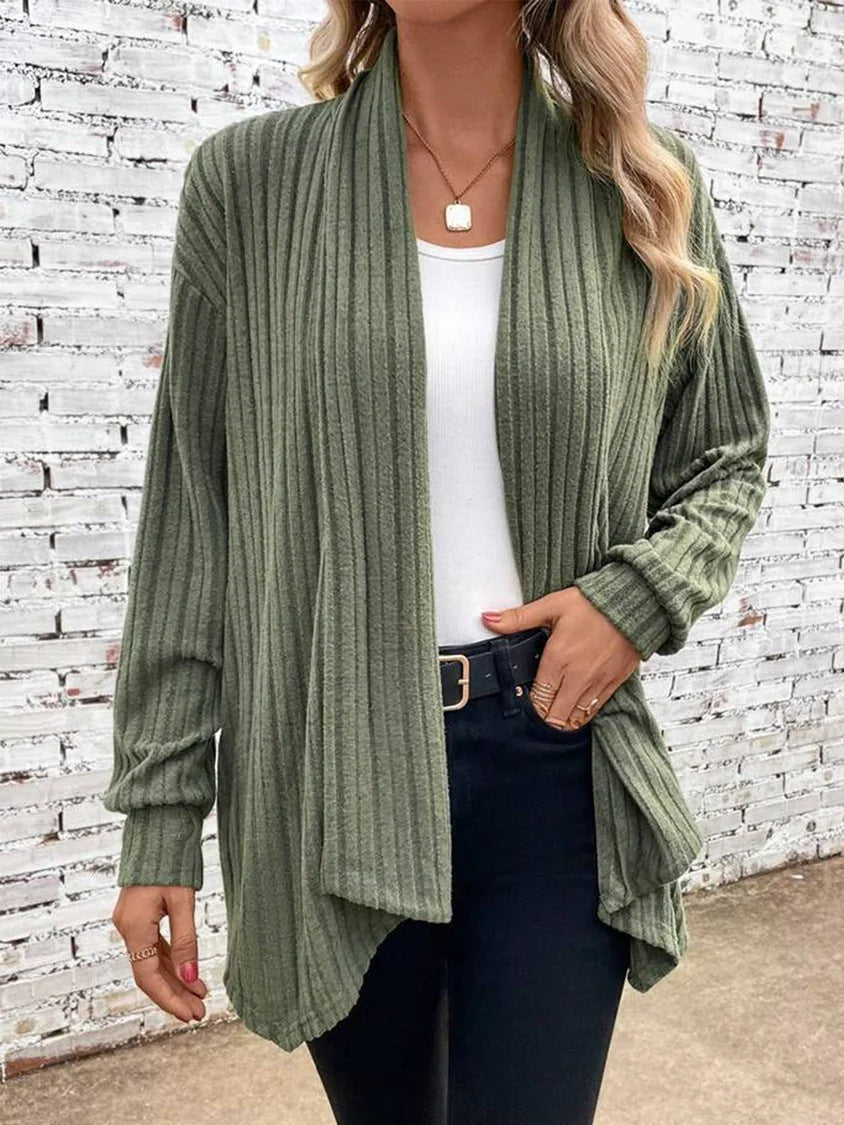 Clara | Casual Draped Cardigan Made of Ribbed Fabric