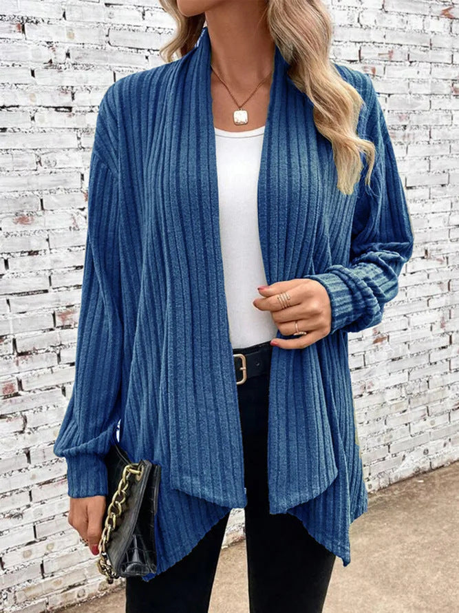 Clara | Casual Draped Cardigan Made of Ribbed Fabric