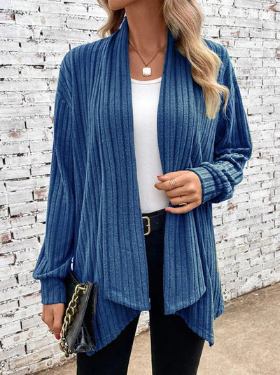 Clara | Casual Draped Cardigan Made of Ribbed Fabric