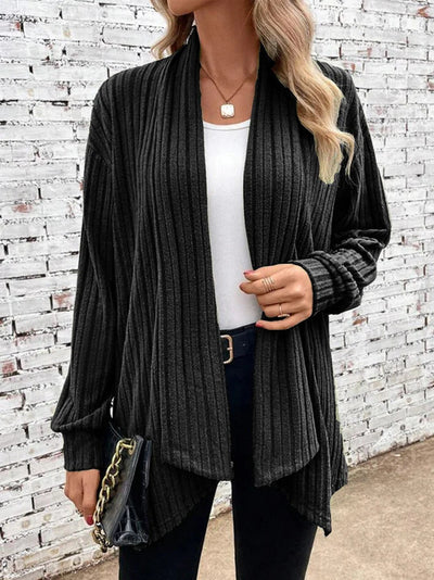 Clara | Casual Draped Cardigan Made of Ribbed Fabric