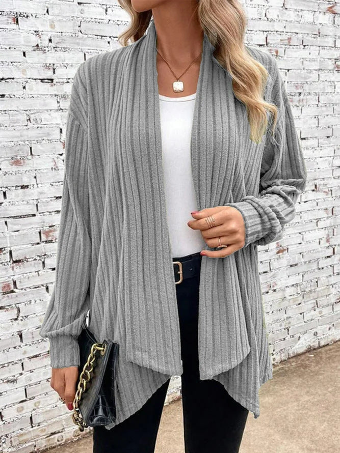 Clara | Casual Draped Cardigan Made of Ribbed Fabric