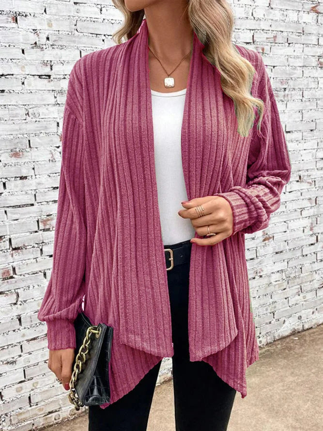 Clara | Casual Draped Cardigan Made of Ribbed Fabric