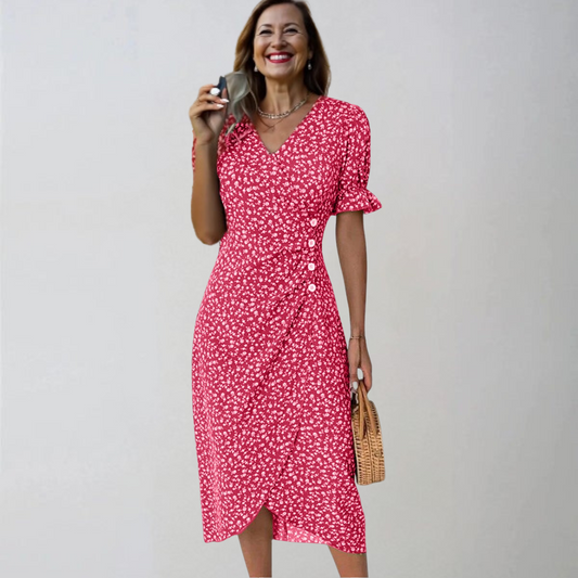 Helena | Elegant blomster midi kjole